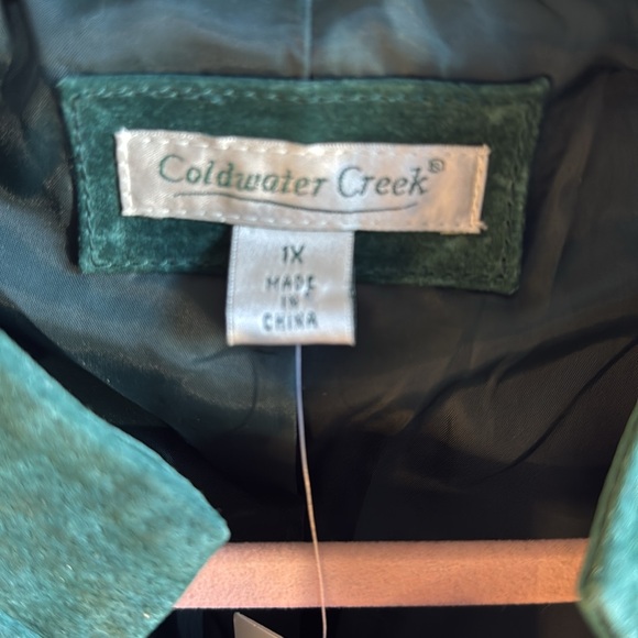 NWT Cold Water Creek 1X Green Suede Jacket - Picture 2 of 6
